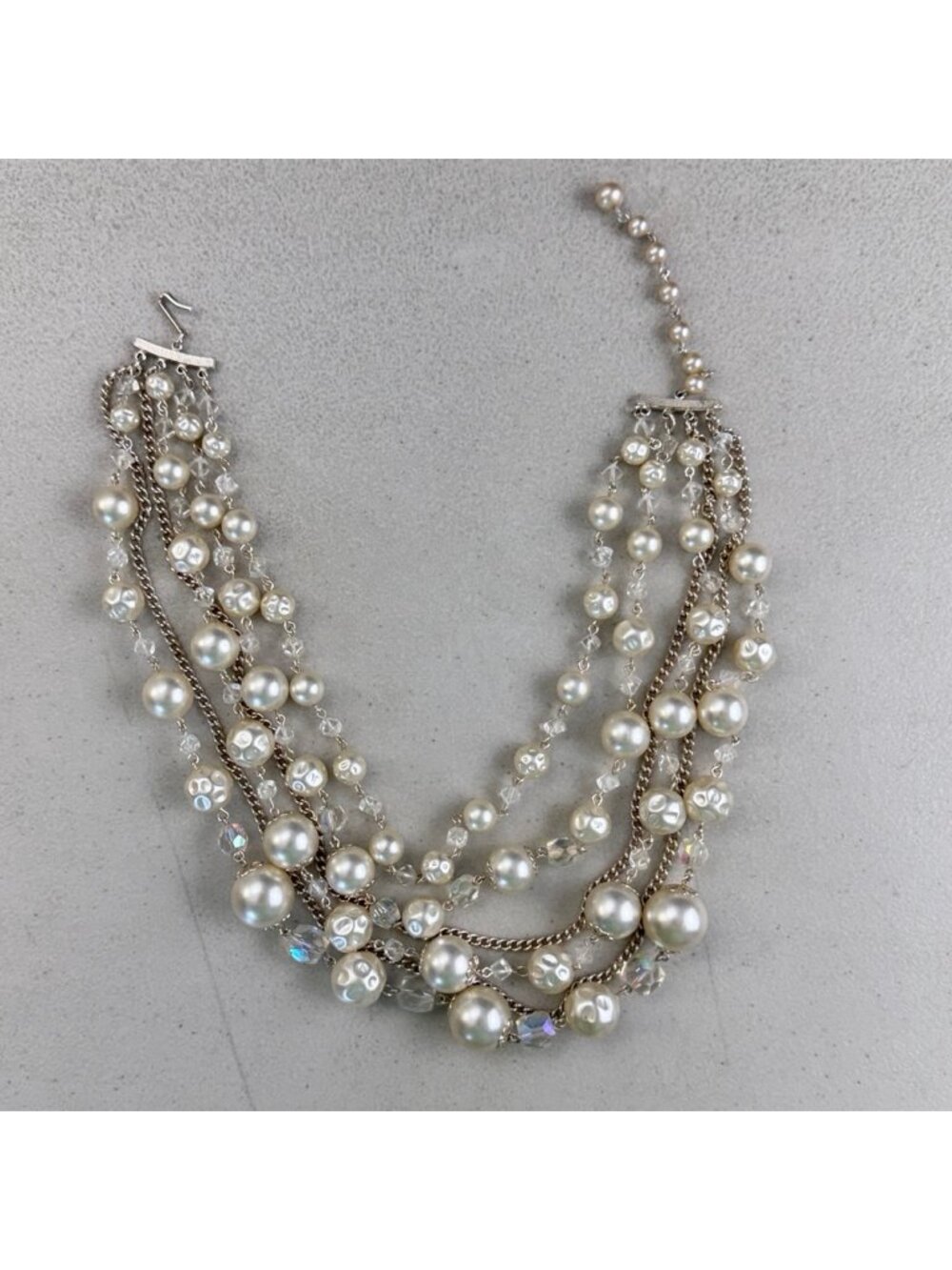 Vintage 1960s Multi-Strand Crystal & Acrylic Bead Necklace Made in Japan Jewelry